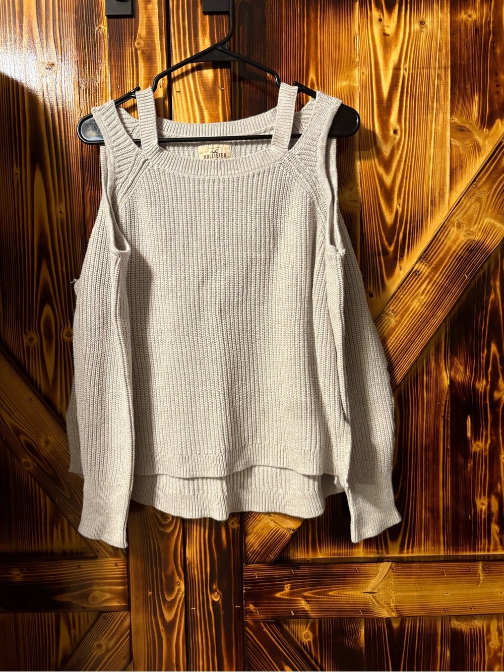 Hollister cream Cold-Shoulder Knit Sweater